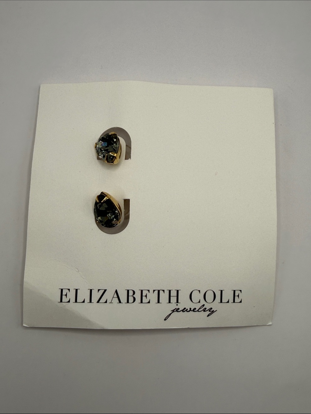 Elizabeth Cole Pear Shaped Black Diamond Crystal Swarovski Crystal 24k Earrings